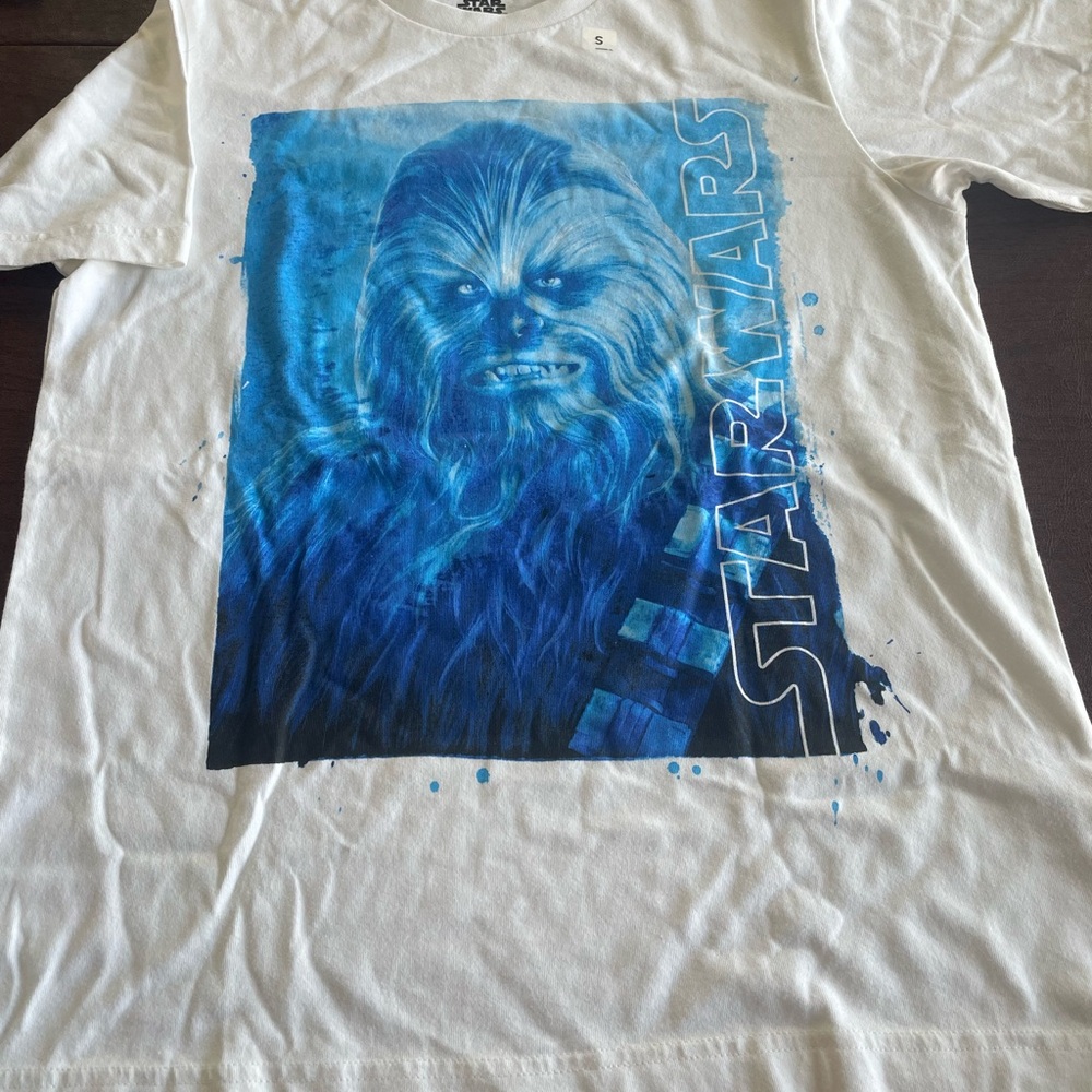 Star Wars Mens Size Small Chewbacca Blue and White Tee